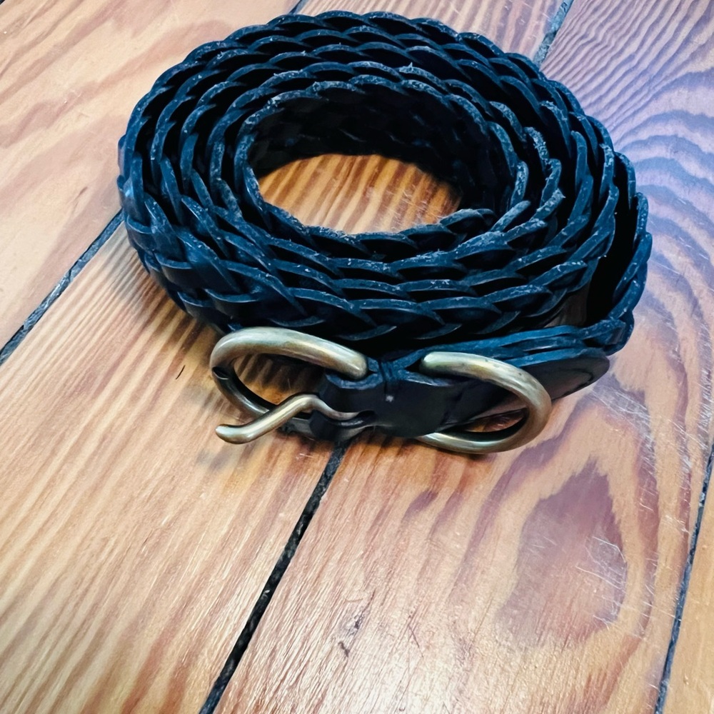 Polo by Ralph Lauren Black Braided Belt with Gold Buckle
